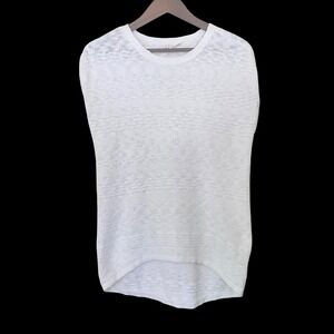 Moth Anthropologie Women Cap Sleeve Sweater Small White Cotton High Low Knit Top